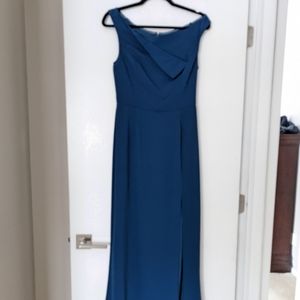 Blue off the shoulder formal dress